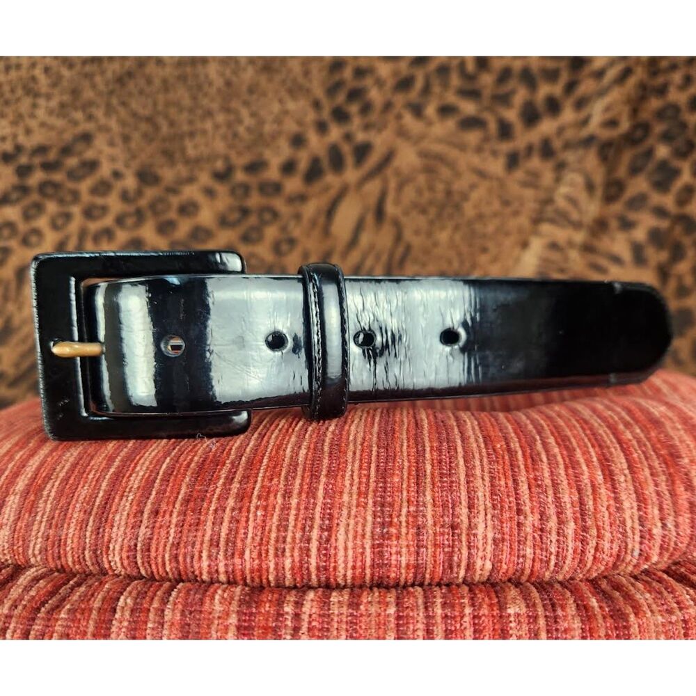 Lauren Ralph Lauren Patent Leather Belt 2" Wide Square Buckle Size 36 Large